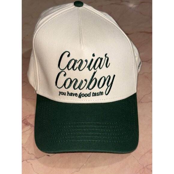 Eleven Eleven Caviar Cowboy Cap in Beige & Forest Green One Size New Baseball Ha - Picture 5 of 15